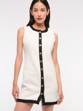 Abercrombie & Fitch Mara Tweed Classic White Dress Size S